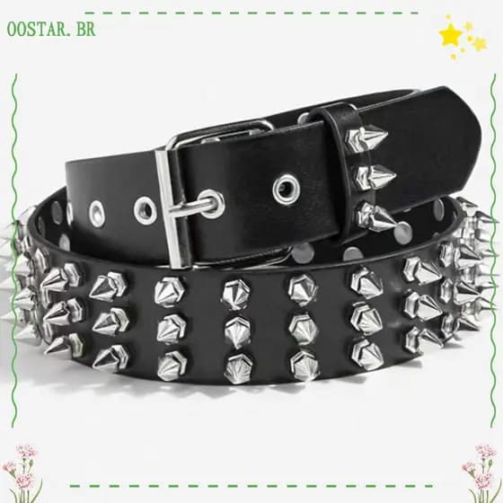 Cinto Punk OOSTAR, Cinto Retro Preto com Tachas e Rebites em Couro PU Ajustável Estilo Gótico para Homens e Mulheres
