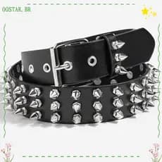 Cinto Punk OOSTAR, Cinto Retro Preto com Tachas e Rebites em Couro PU Ajustável Estilo Gótico para Homens e Mulheres