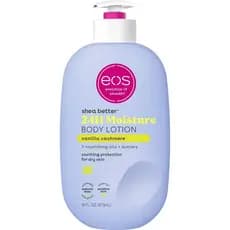 Loção Corporal Eos Shea Better com aroma de morango e baunilha, produto de cuidado da pele com hidratação de 24 horas, l