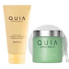 QUIAKoreancareDuo-TonerPads+TurmericKojicAcidWrappingMask-Sistema de Dupla Ação para uma Textura Radiante, Refinada e Hi