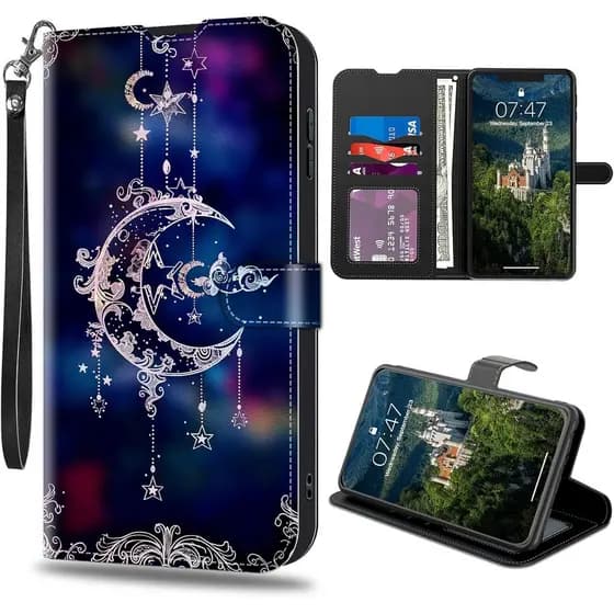 Capa carteira para Samsung Galaxy A53 5G com compartimentos para cartões de crédito, capa de couro PU à prova de choque