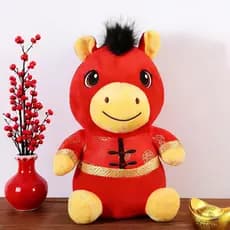 2026 Ano do Cavalo, Mascote de Pelúcia, Brinquedos de Pelúcia para o Ano Novo Chinês, Boneco Mascote de Cavalo, Decoraçã