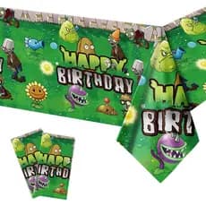 deenor 2 Peças Toalha de Mesa Descartável Plants Zombies, Artigos e Decorações para Festa de Aniversário de Meninos e Ch
