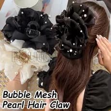 Garra De Cabelo De Pérola De Malha Bolha-Suporte De Rabo De Cavalo Para Cabeça Traseira-Acessórios Meninas-Moda , Elegan