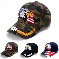 Boné De Beisebol Dos Homens E Das Mulheres Snapback Bordado Águia Americana Bandeira 3d Pai Tampão Do Camionista Preto .