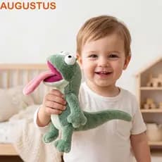 Brinquedo Vocal De Lagarto De Pelúcia AUGUSTUS , Língua Macio , Boneca Verde De 14 Cm