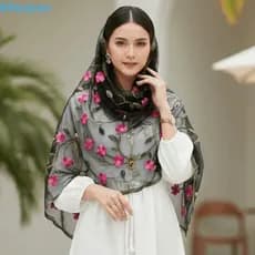 EXPEN1 Xale Transparente Boho , Envoltório Floral Bordado Estilo Étnico Respirável , Lenço Colorido De Renda Longa