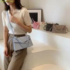 Bolsa Com Detalhe De Corda Nó JENNIFERDZBF , Sacolas Leves De Ombro Em PU Design Minimalista , Versáteis