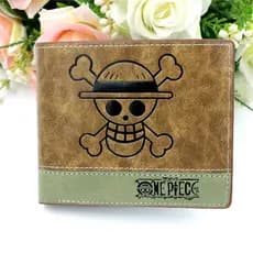 Anime Khaki Bifold Carteira Curto One Piece Luffy Ace Lay Chopper Moeda Bolsa Com Zíper