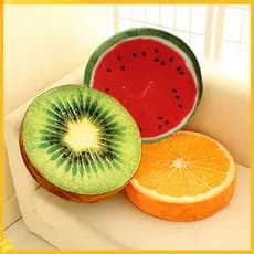 <fa>Almofada Redonda Flexível em Forma de Fruta Laranja, Kiwi, Melancia</fa>