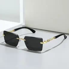 Moda Sem Aro Óculos De Sol Retângulo Feminino Masculino Tons Caminhadas Quadrado UV400 Praia Férias Viagem Eyewear