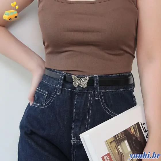 Cinto YUNHI , De Couro Feminino Com Fivela De Metal Fino , Cintura Casual Sintético Macio