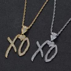 Clássico Simples Carta Pingente Colar Moda Masculina Glamour Rock Hip Hop Jóias