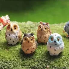 Bonito Coruja Artificial Estatuetas Miniaturas Pássaros Adoráveis Jardim De Fadas Casa Resina Artesanato Decorações Aces