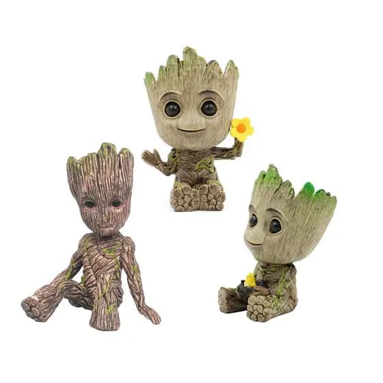 Pequeno Groot |     Decorações de mesa, conjunto de 3 vasos do Pequeno Groot, figuras de brinquedo dos Guardiões da Galá