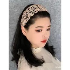 Acessório de Cabelo Longo de Renda Inspirado no Estilo Vintage com Dentes Antiderrapantes - Perfeito para Maquiagem e Li