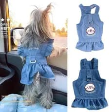 Vestido Clássico para Cachorros e Gatos com Fivela, Vestido Jeans para Animais de Estimação para Cães Pequenos, Primaver