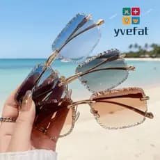 Óculos De Sol Quadrados Sem Aro YVEFAT , Casuais Com Tons Gradientes Decoração De Design Luxuoso