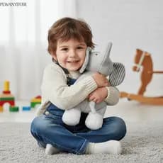 Travesseiro De Pelúcia De Elefante PEWANYDI , Brinquedos Macios E Fofos Animais Savanna Kawaii Cinza