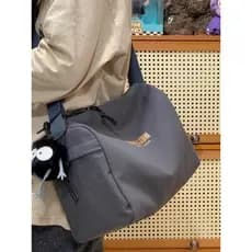 Bolsa de lona de cor sólida de grande capacidade feminina de grande capacidade estudante Casual bolsa esportiva simples