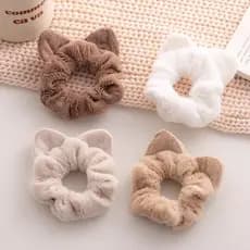 2024 estilo coreano orelhas de gato de pelúcia laço de cabelo Scrunchy laço de cabelo temperamento bonito elástico femin
