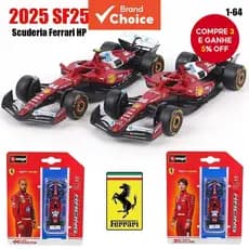 Bburago 1:64 Scuderia Ferrari HP SF25 - Modelos de carros #16 Charles Leclerc e #44 Lewis Hamilton, série para