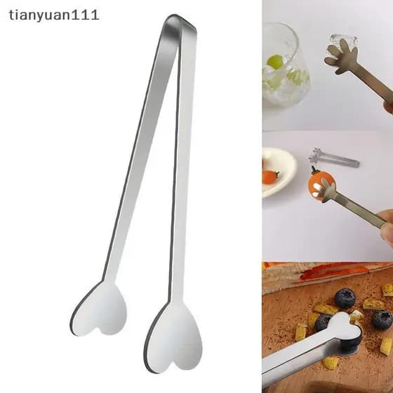 tianyuan111 Mini Pinças Em Formato De Coração-Pequenas De Aço Inoxidável Para Servir Alimentos , Cozinhar , Aperitivos ,