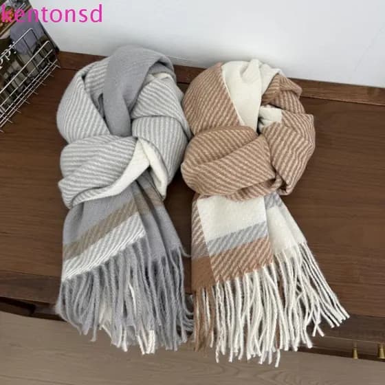 Cachecol Xadrez KENTONSD, Cachecol de Cashmere à Prova de Vento para Mulheres Elegantes, Cachecol de Pescoço Quente Es