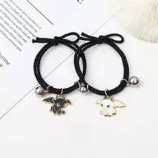 Um par/duas peças preto branco pingente pulseira estilo desdentado senhoras ou casais estilo simples XJVG aniversário GW