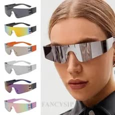 Y2k Óculos De Sol De Uma Peça Sem Moldura Moda Masculina E Feminina Punk Esportes Formato Côncavo