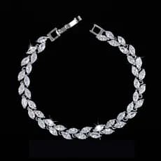 Cwwzircônias Nova Moda 2020 Zircônia Cúbica Bijuteria Prata Folha Charme CZ Cristal Feminino Pulseiras Femininas CB004