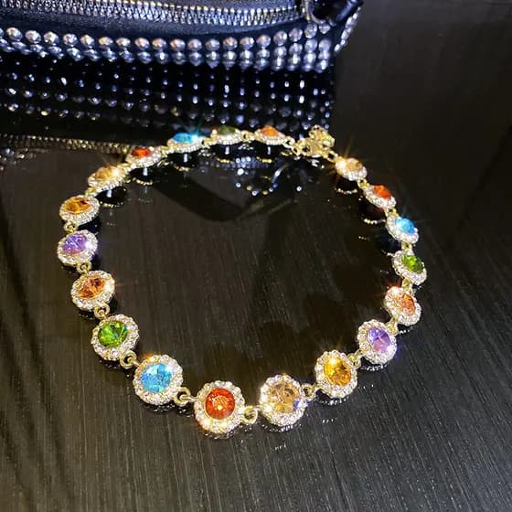 Estilo Coreano Colorido Cristal Gargantilha Colares Para As Mulheres Clavícula Cadeia Partido Jóias