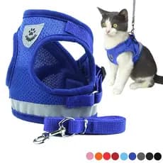 Arnês Ajustável Para Gato Reflexivo , Colete , Alças De Caminhada , Trela De Chumbo , Gatinho , Cachorro , Filhote De Pe