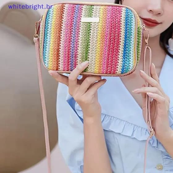 Bolsa De Ombro Feminina Moderna De Tecido Colorido , Praia De Verão Crossbody [BR]