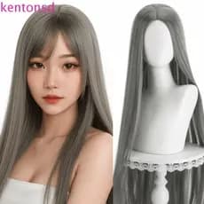 KENTONSD Peruca Cosplay Longa E Reta , Perucas De Anime Com Divisão Central , De 100cm