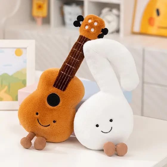 38cm Brinquedo de Pelúcia Musical Fofo Violino Macio 30cm Guitarra Pipa Diapasão Nota Boneca de Pelúcia Instrumento Pres