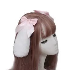 Lolita Orelhas De Coelho Grampos De Cabelo Bowknot Par Clipes Laterais Dos Desenhos Animados Headwear
