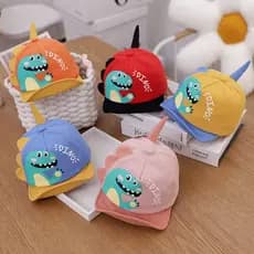 Chapéu Infantil Vermelho Com Desenho De Dinossauro Para Primavera E Verão