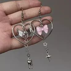 Brincos de anjo rosa Sweet Cool y2k