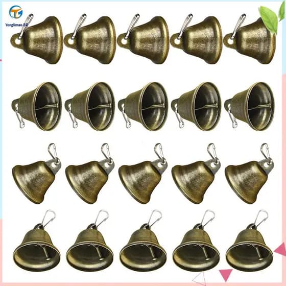 20Pcs Sinos Artesanais Bronze Jingle Bells Vintage Com Ganchos De Mola Para Decoração De Natal Pendurado Casamento Trein