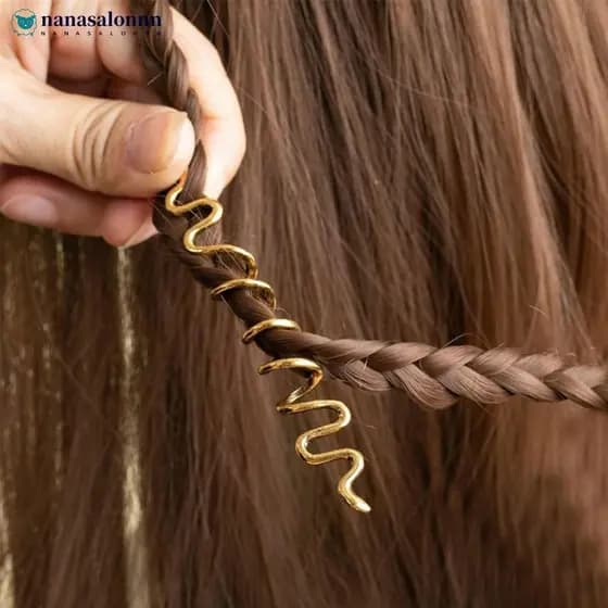 NANASALONNN 6 Peças Anéis De Cabelo De Metal Em Forma De Cobra Dourada Moda Retrô Trança Dreadlock Loc Joias Acessórios