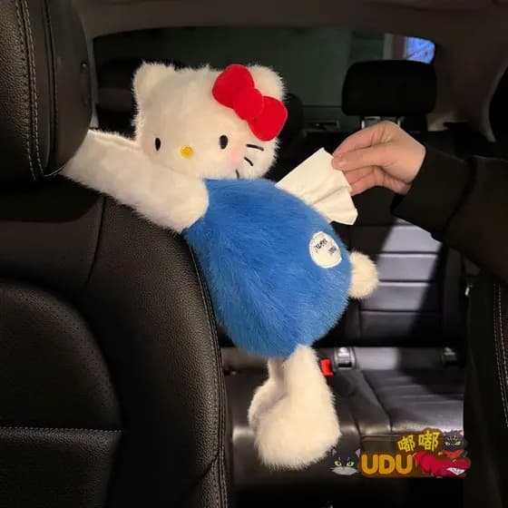 [Em estoque] Caixa de lenços criativa da Hello Kitty, caixa de armazenamento de lenços multifuncional para carro, bolsa