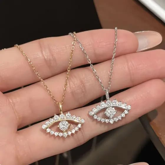 D Cor Moissanite Olho Do Diabo Pingente Colar S925 Prata Esterlina Colares De Diamante Completo Para Mulher