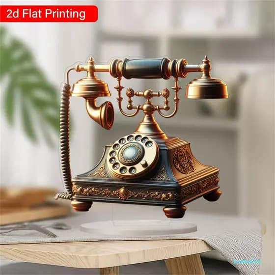 Decorações De Mesa De Telefone Fixo Retro Discagem Estatueta Acrílico Ornamentos Planos Peças Centrais Para Casa