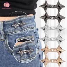 1/2 Pares De Fivela De Cintura Cruzada Ajustável – Botões Simples Em Forma De Estrela Alfinetes Jeans Acessórios De Meta
