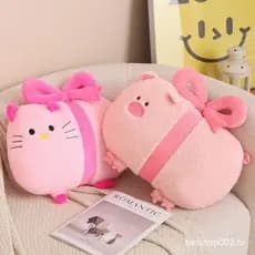 Travesseiro De Pelúcia De Gato Rosa Fofo Boneca De Porco Fofa Almofada De Escritório Quarto Sofá Macia E Confortável Ade