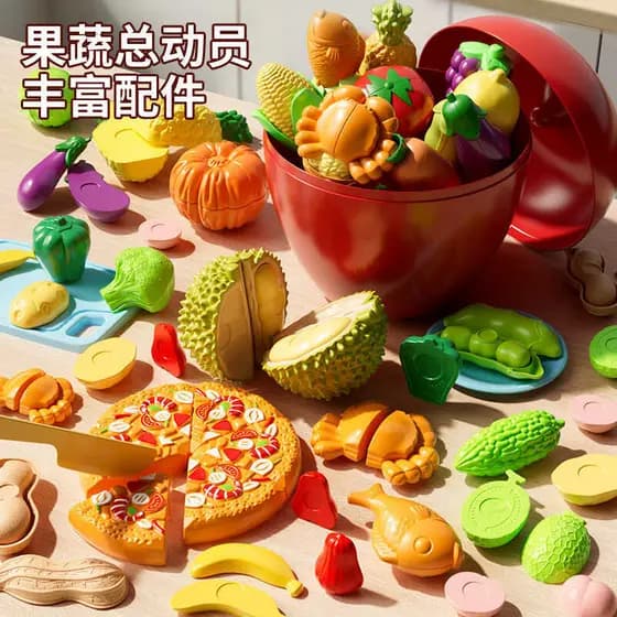 Crianças cortar Chele frutas brinquedos simulação frutas vegetais Durian armazenamento balde de maçã menina 3 a 6 anos d