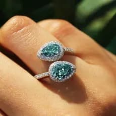 Anel de zircão azul em prata esterlina S925, joias simples da moda, presente feminino.