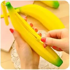 2026 Nova Novidade Amarelo Banana Silicone Lápis Caso Saco De Armazenamento De Papelaria Dupla Bolsa Chave Carteira Pres