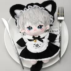 Conjunto De Vestido De Empregada De Gato Fofo Para Boneca De Algodão Kawaii Pelúcia Babado Saia Roupa De Substituição Bo